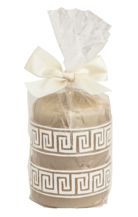 Small Greek Key Pillar Candle
