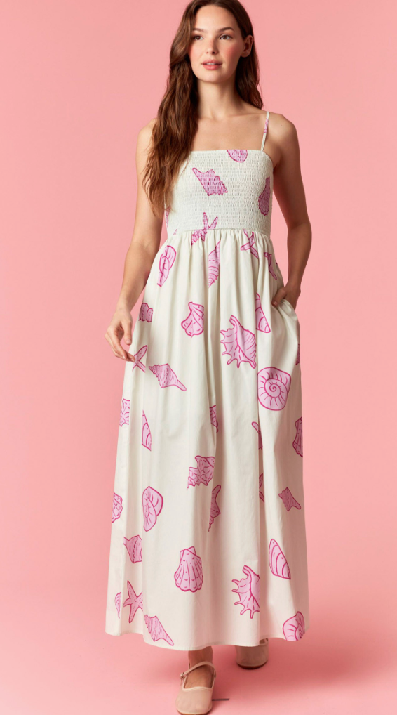 Smocked Bodice Midi Dress