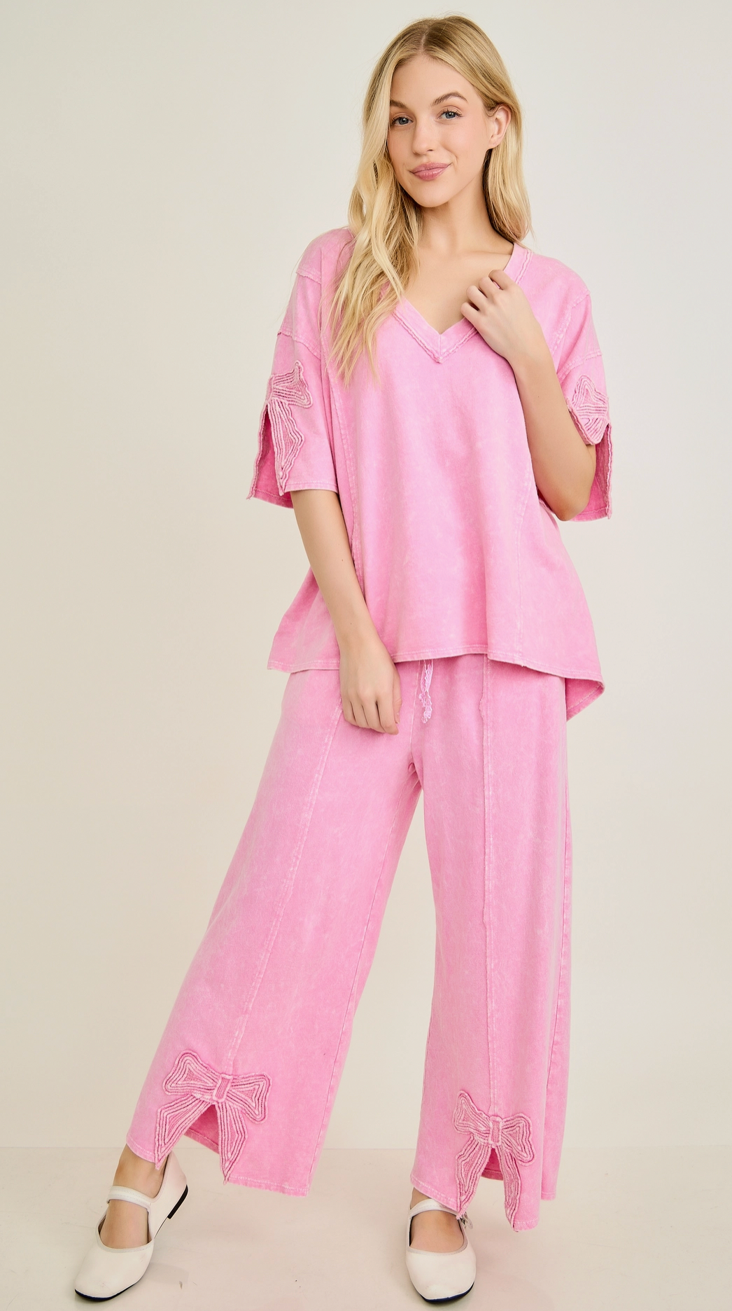 Mineral Washed Bow Trim Pants