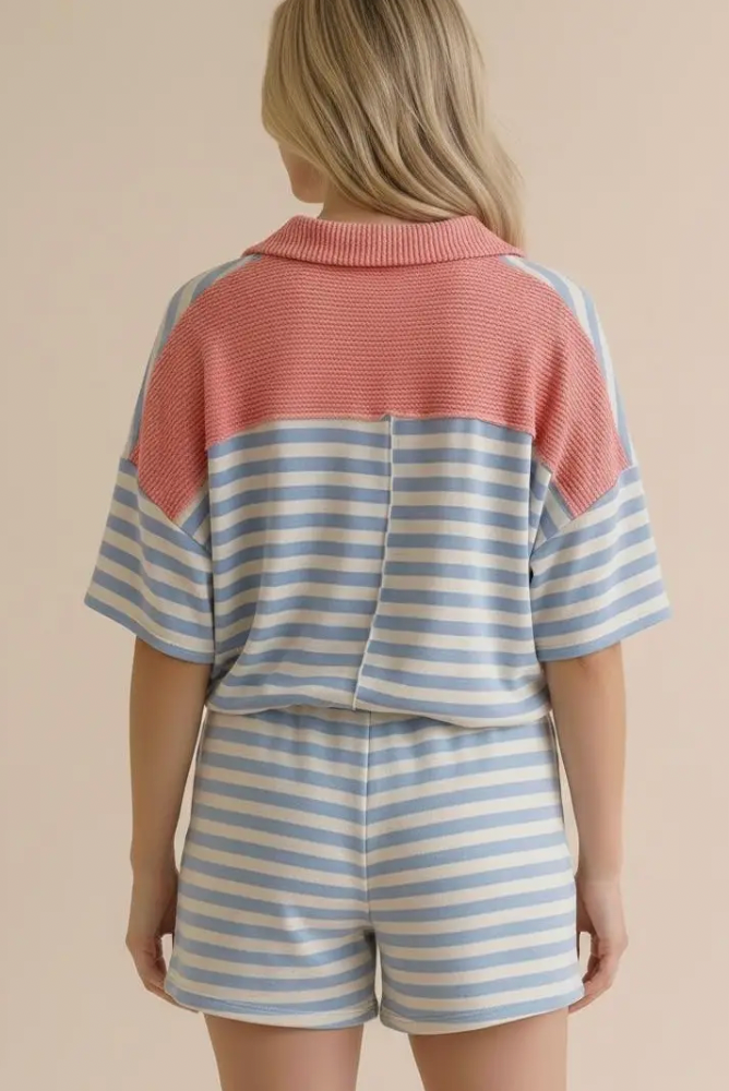 Blue/Pink Stripe Color Block Set