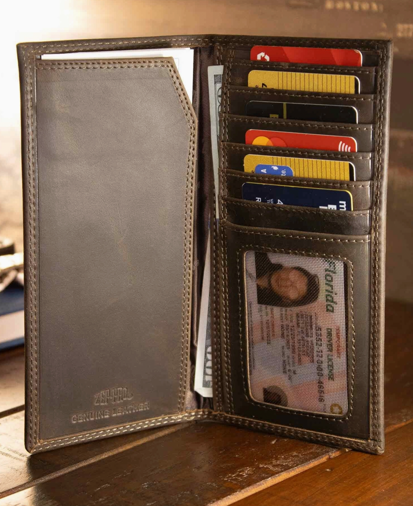 Buck Leather Roper Wallet Fence Row