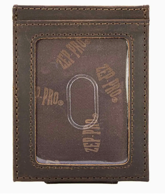 Christian Cross Magnetic Leather Slim Wallet Crazy Horse