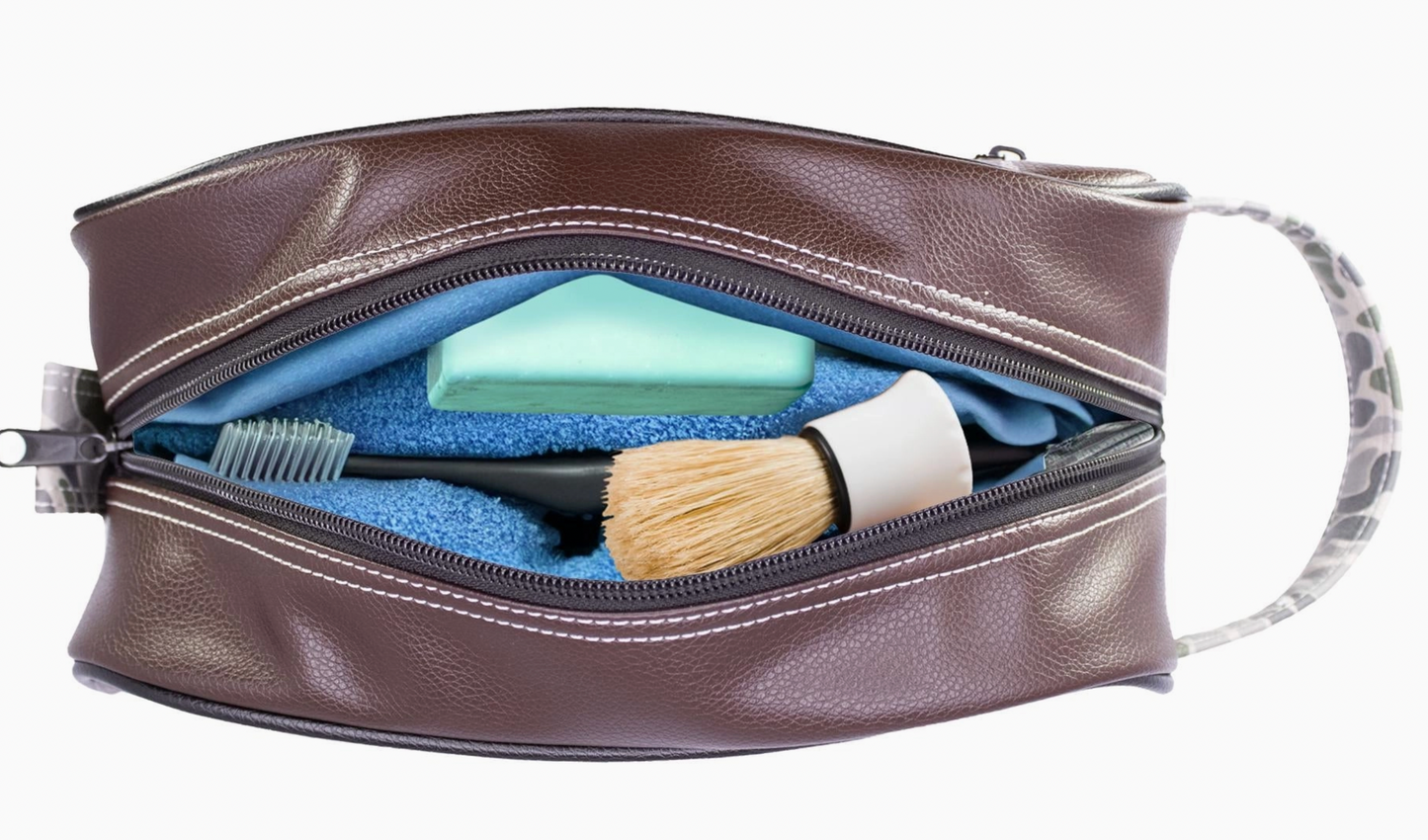 Mallard Brown Pebble Old School Camo Men's Toiletry Dopp Bag Brown Camo
