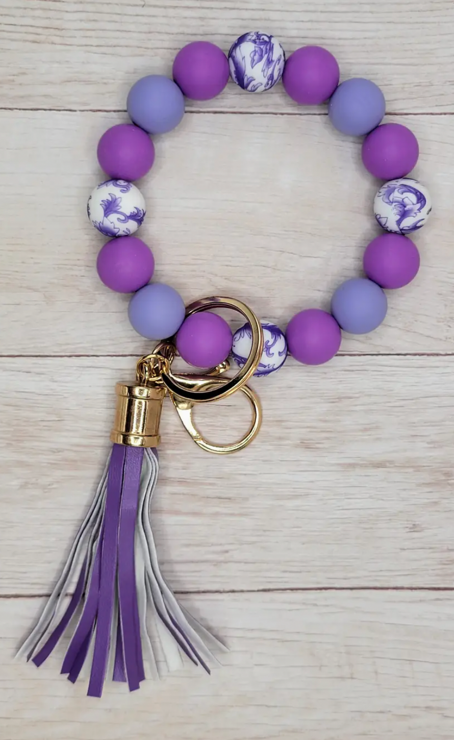 Purple Whimsey Silicone Wristlet Keychain