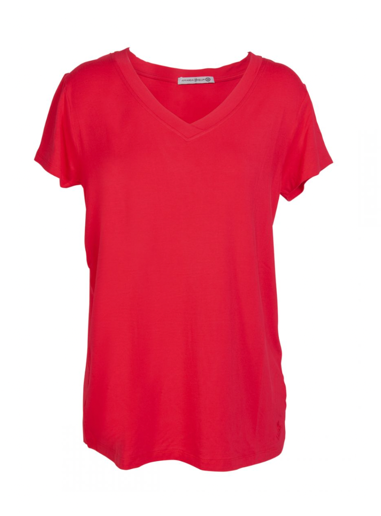 True Red Short Sleeve V Neck Luxe Tee