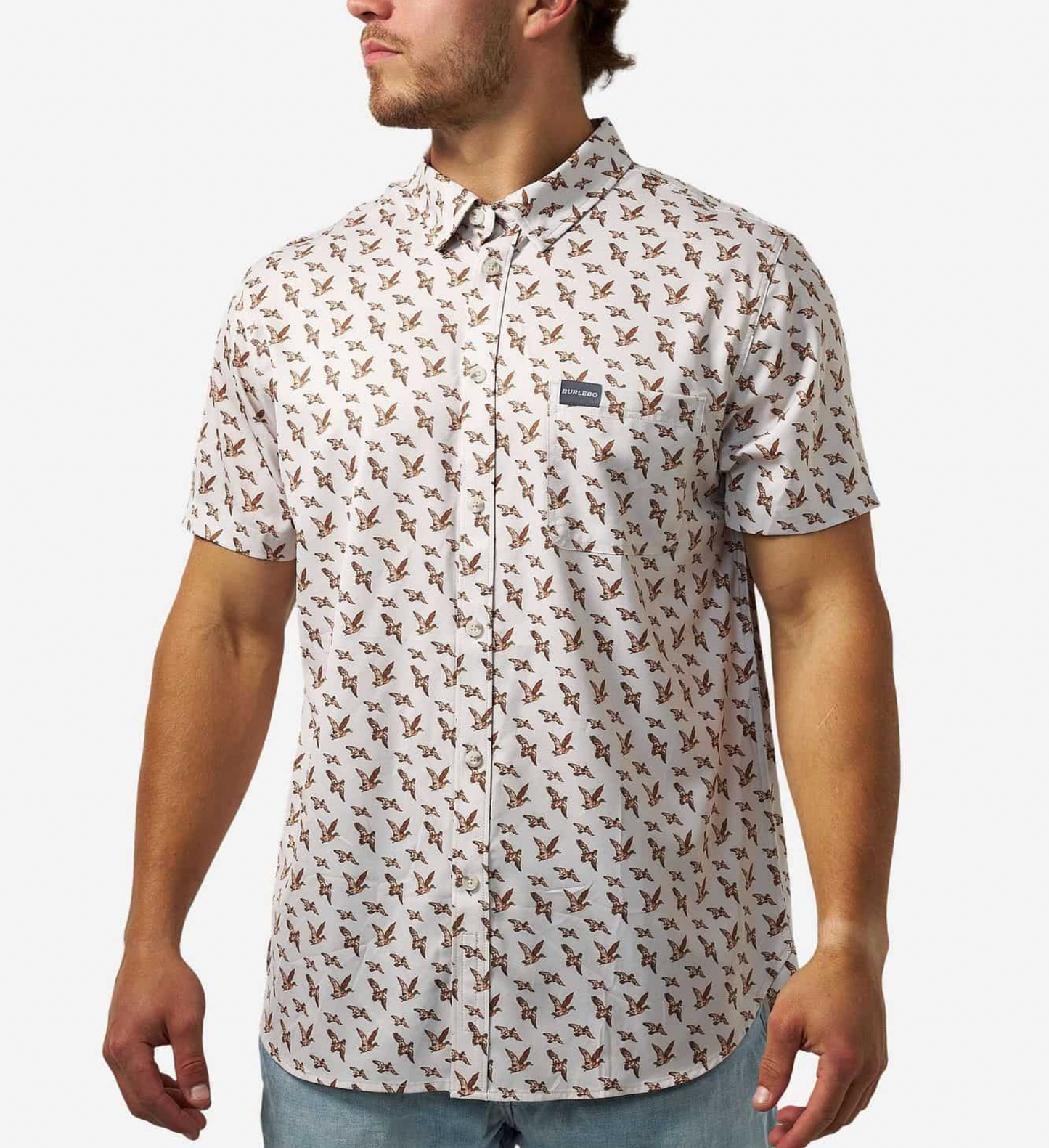 Performance Button Up-Mallards Flying In