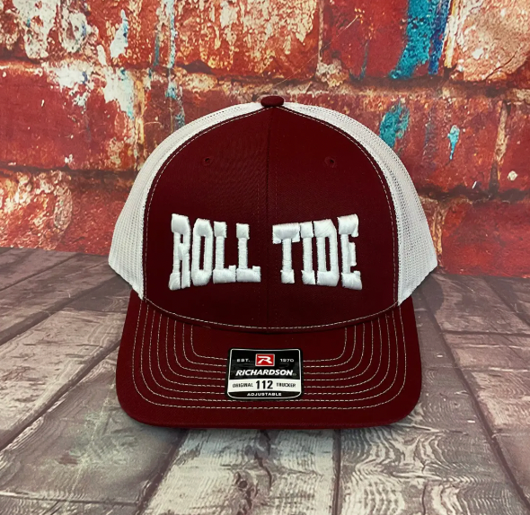 Roll Tide Puff Hat-Cardinal/White