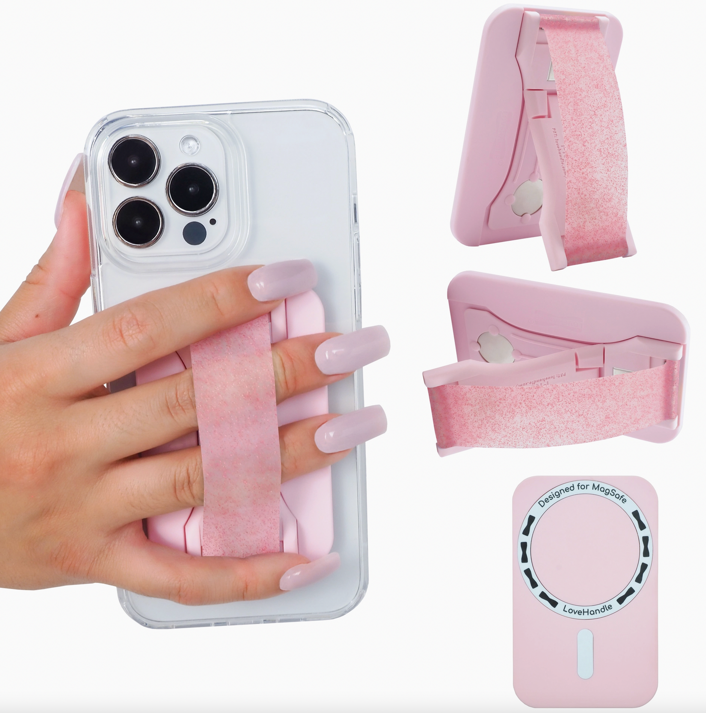 LoveHandle Pro For Magsafe - Pink Diamond Glitter