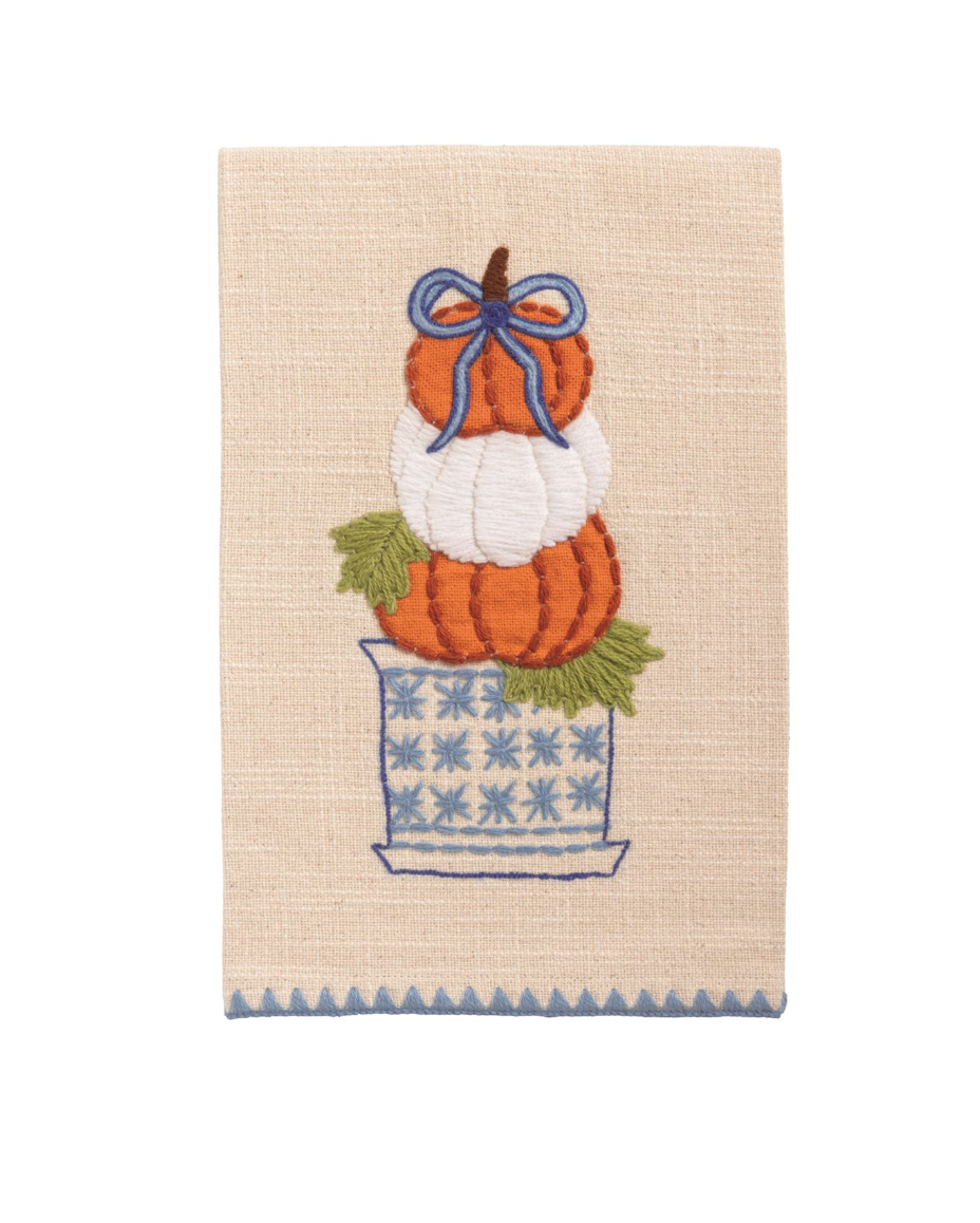 Stacked Pumpkin Appliqué Topiary Towel