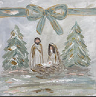 Bow Nativity Framed Art 24x24