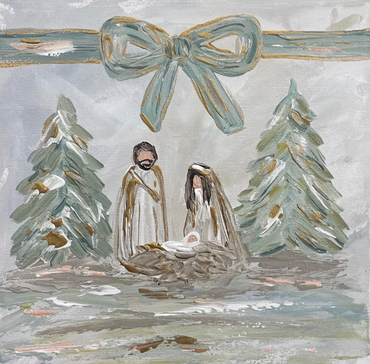 Bow Nativity Square Pillow