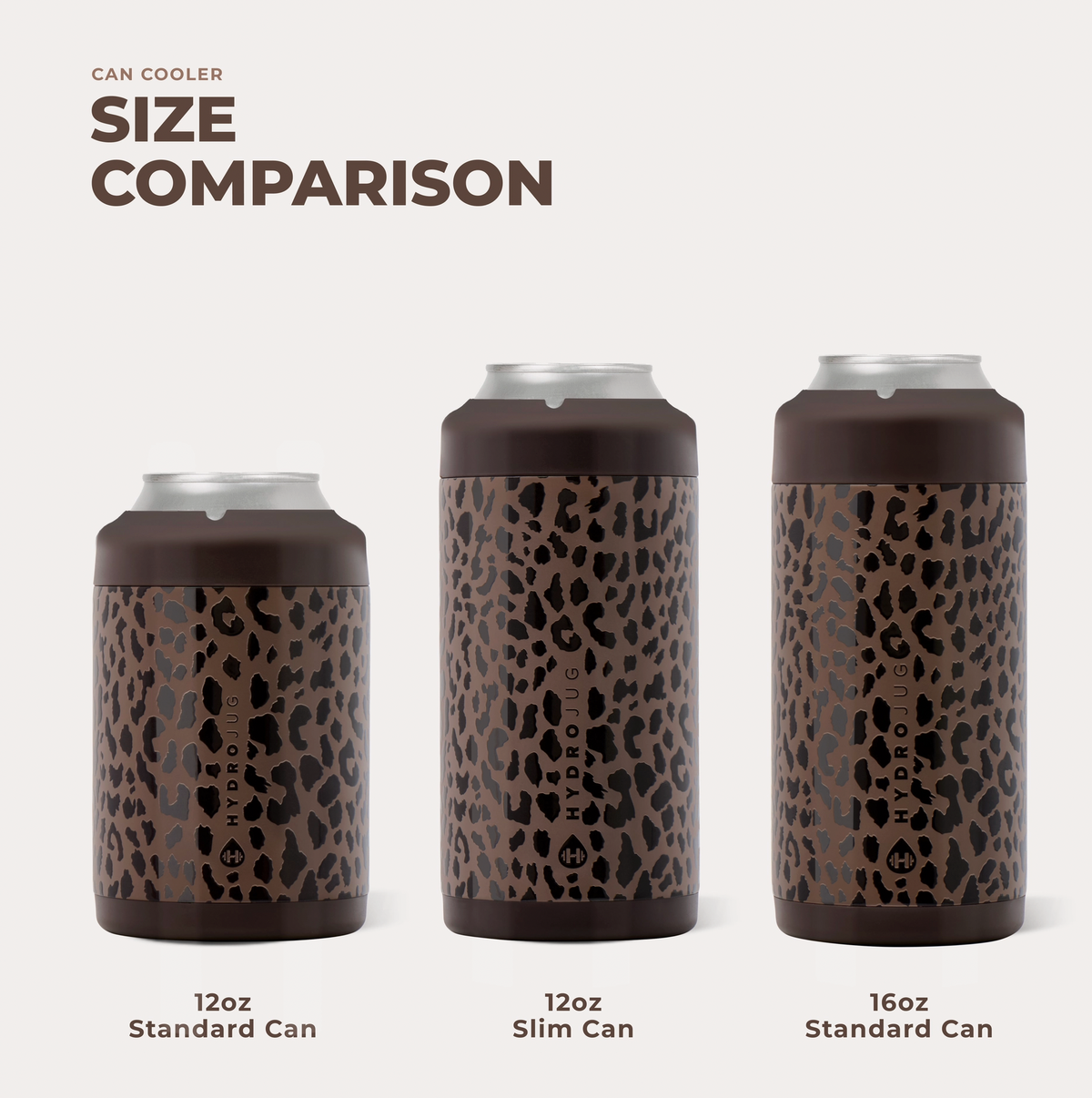 Brown Leopard HydroJug 12 oz Slim Can Cooler