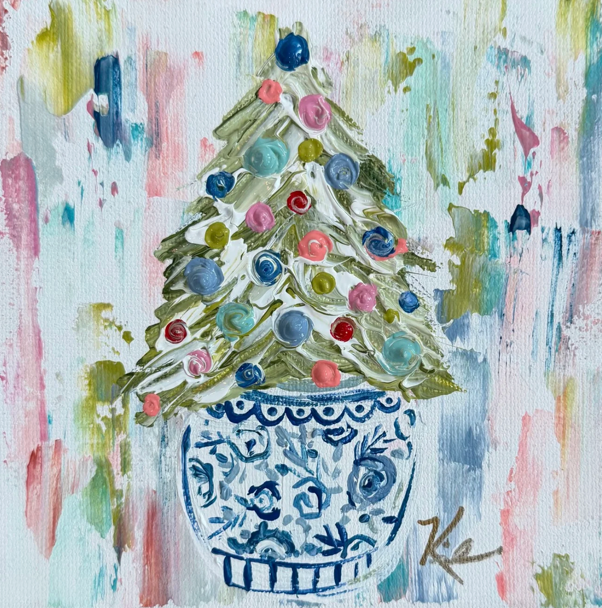 Chinoiserie Pot Christmas Tree 18x18