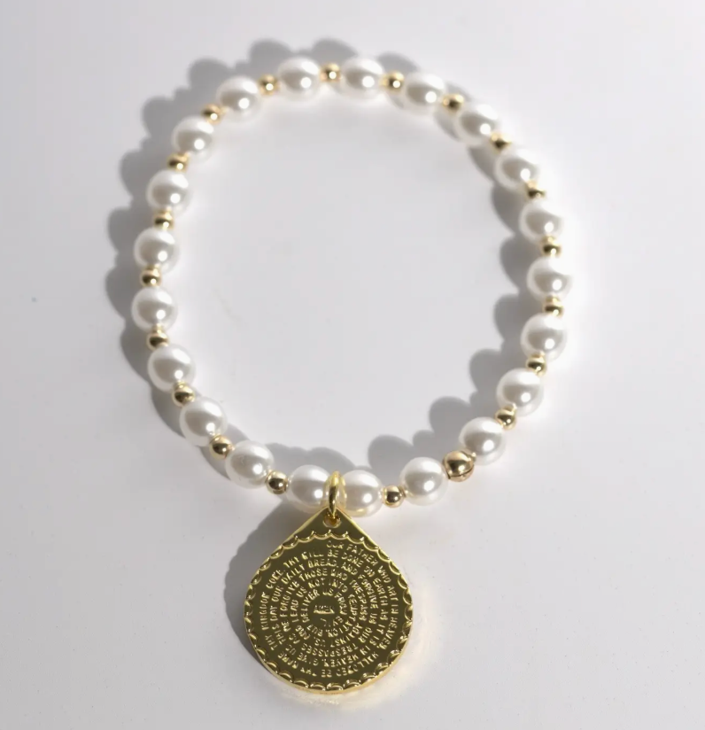 Lord's Prayer Freshwater Pearl Bracelet-7"