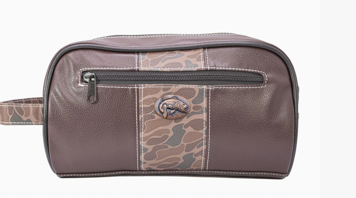 Bass Brown Pebble Old School Camo Men's Toiletry Dopp Bag
