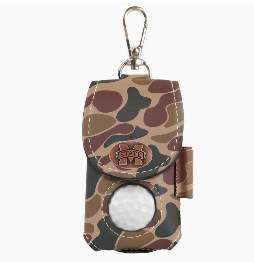 Mississippi State Bulldogs Leather Golf Ball Holder- Camo