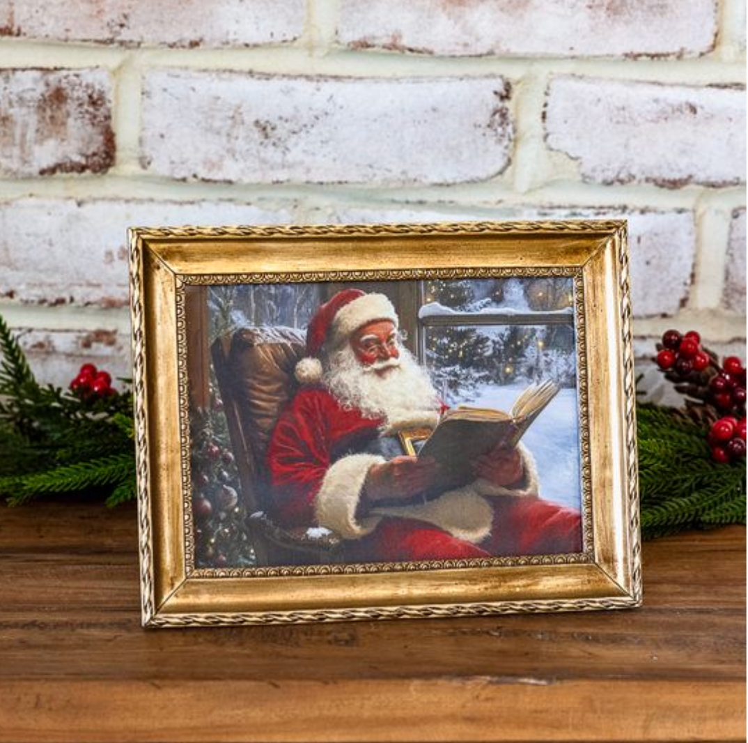 6" ANTIQUE GOLD BOOK SANTA FRAME