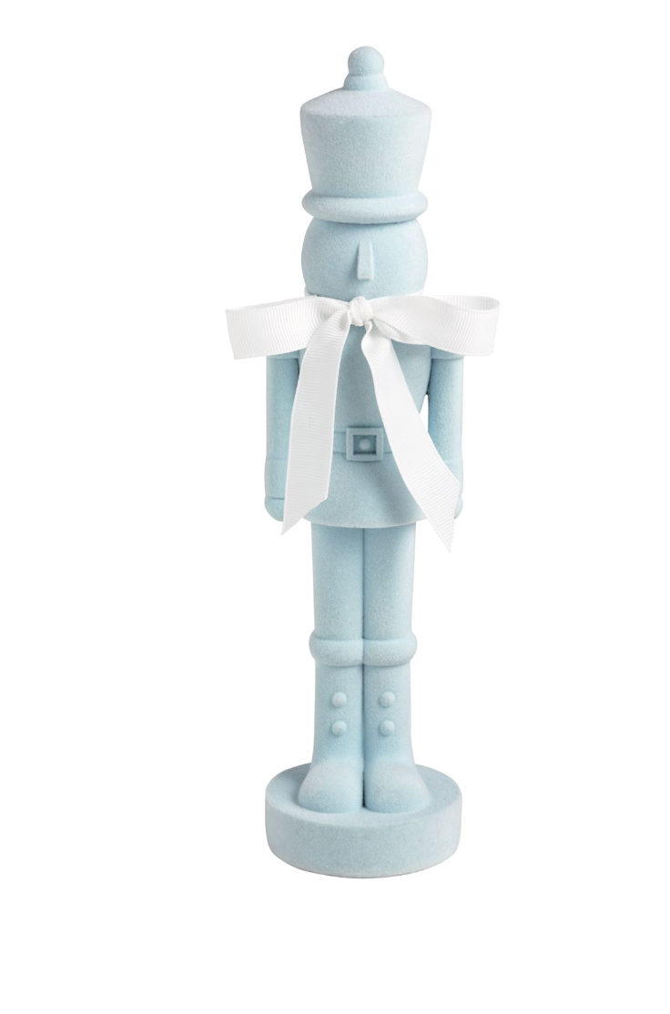 Blue Flocked Nutcracker Sitter