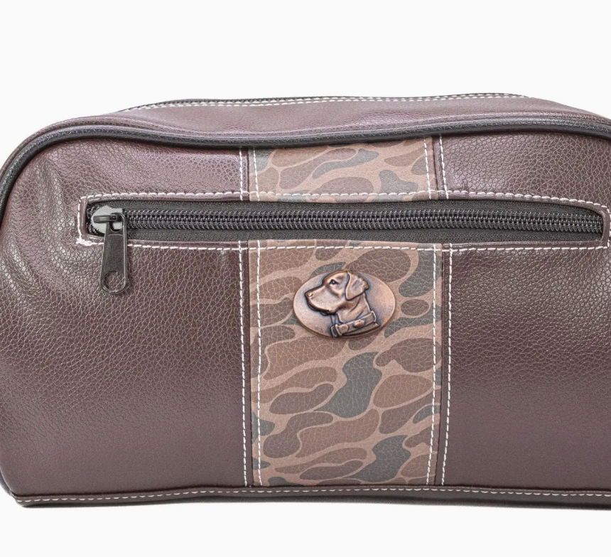Lab Brown Pebble Old School Camo Men's Toiletry Dopp Bag-Brown Camo