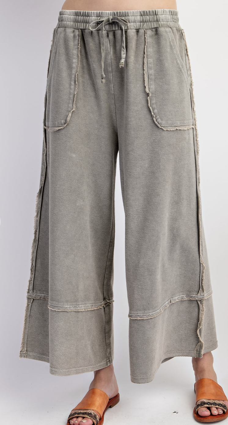 Mineral Wash Terry Knit Palazzo Pants
