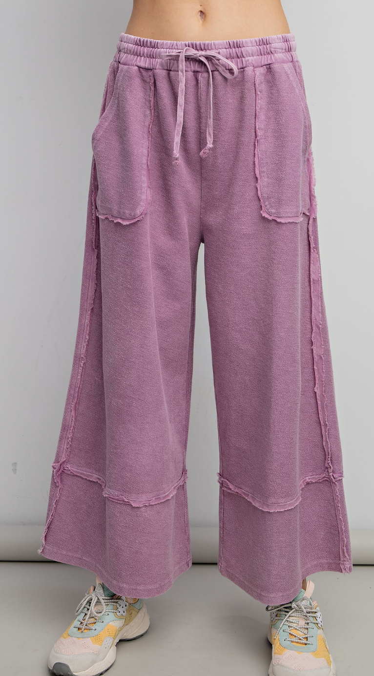 Mineral Wash Terry Knit Palazzo Pants