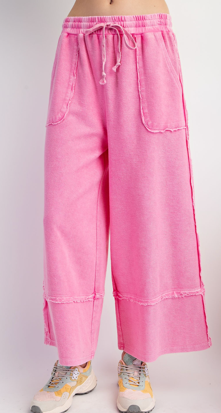 Mineral Wash Terry Knit Palazzo Pants