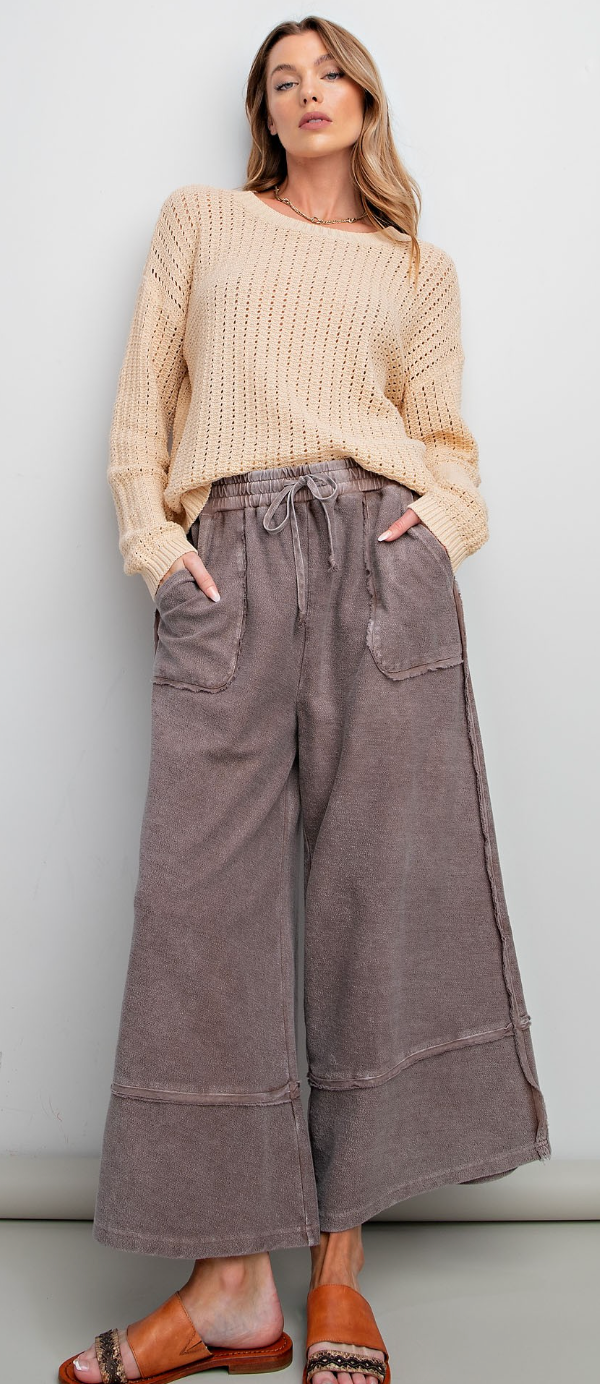 Mineral Wash Terry Knit Palazzo Pants