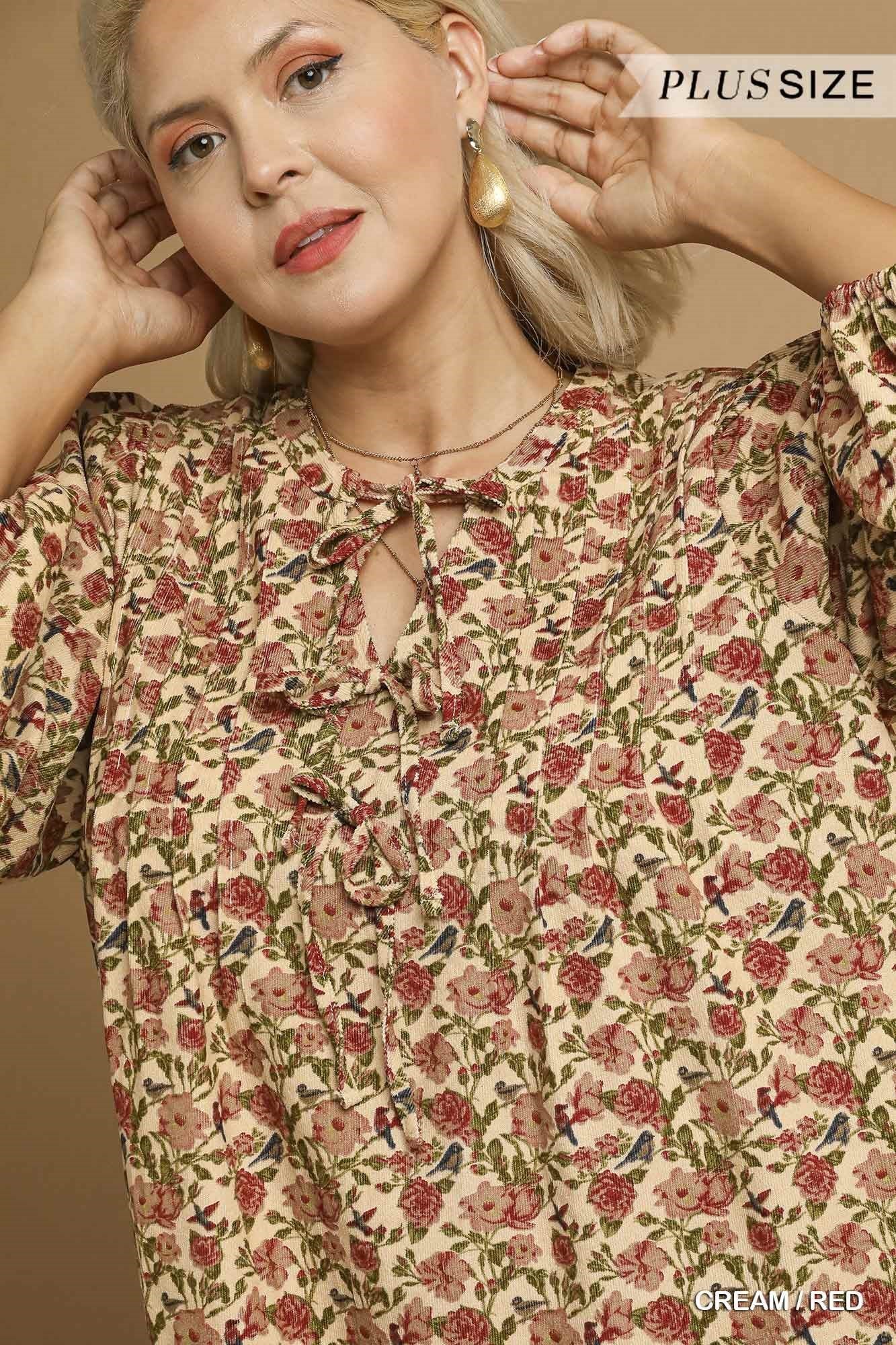 Floral Tie-Neck Babydoll Dress
