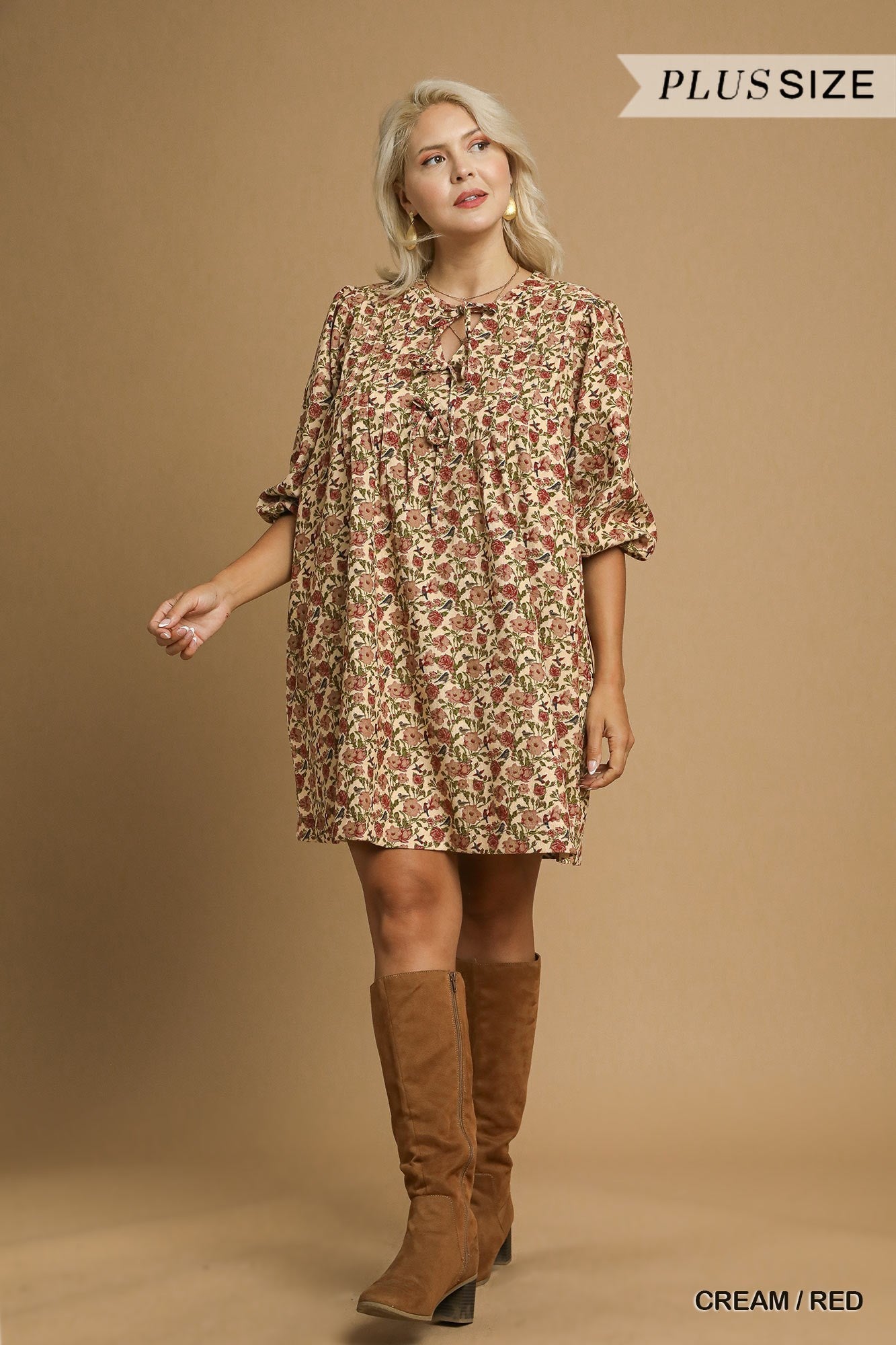 Floral Tie-Neck Babydoll Dress