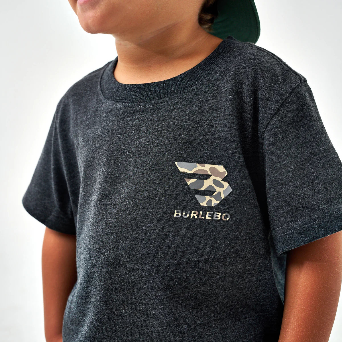 YTH SS Tee Flying B Deer Camo Logo-Heather Black