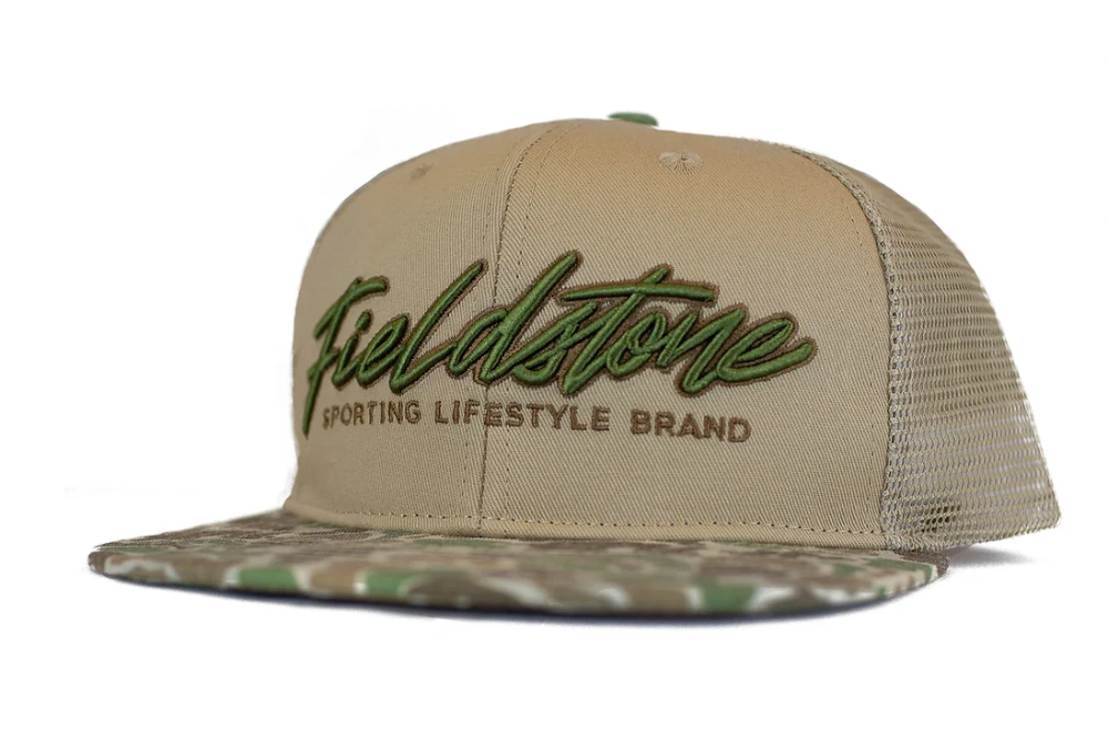 6 Panel Script Logo Camo Bill Hat