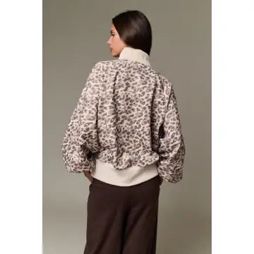 Juliette Leopard Print Snap Button Sweatshirt