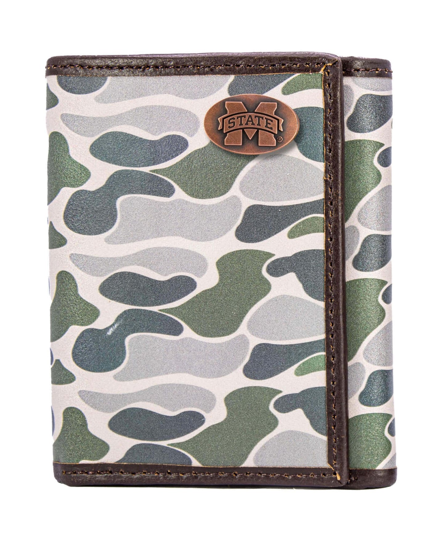 Mississippi State Bulldogs Men's Trifold Old School Camo Leather Wallet.