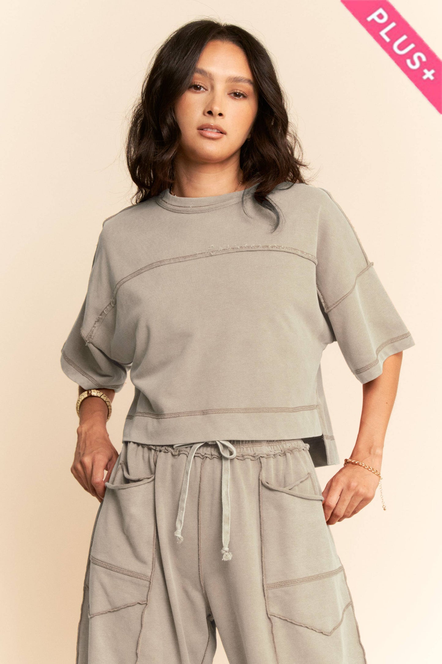 MINERAL WASHED EXPOSED BARREL PANTS SET
