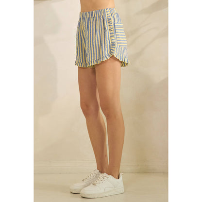 Boho Stripe Ruffle Lounge Shorts