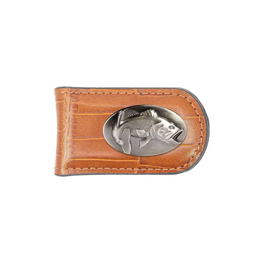 Bass Magnetic Leather Slim Wallet Croc Tan