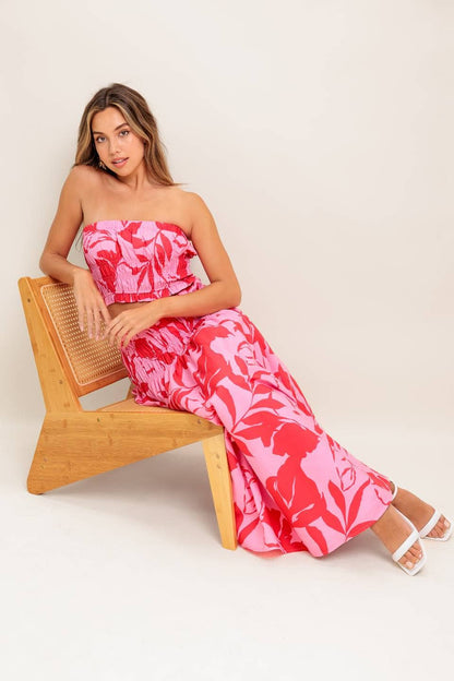 Printed Woven Top and Skirt Set