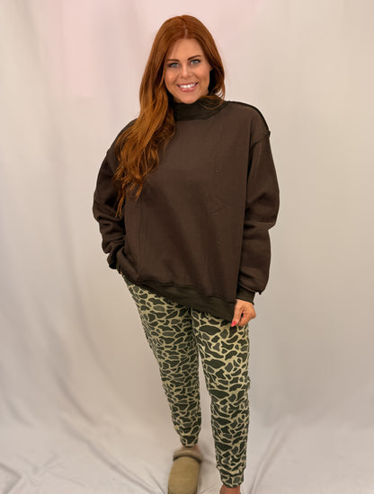 Solid Reversible Mock Neck Sweatshirt Top