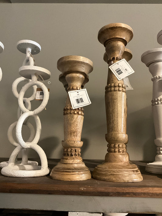 Small Natural beaded candlestick