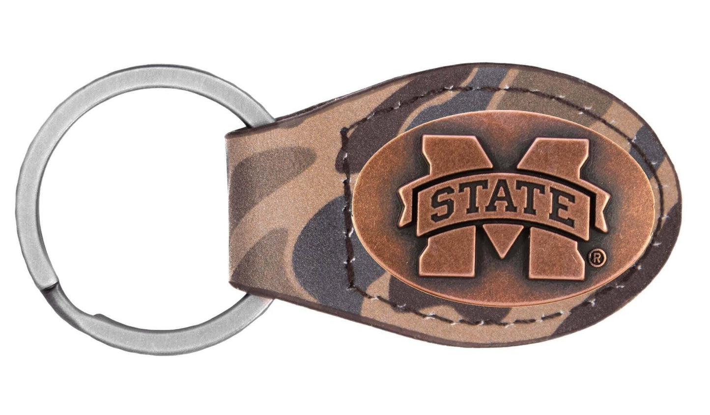 Mississippi State Bulldogs Oval Camo Leather Key Fob.