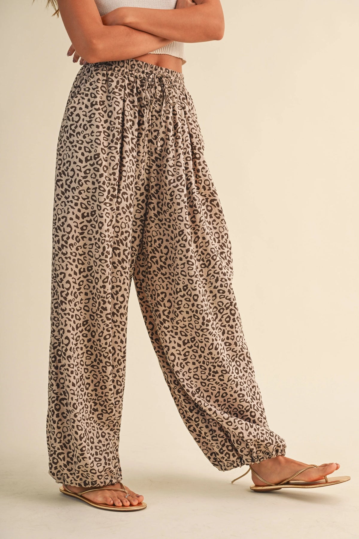 Leopard gauze balloon pants