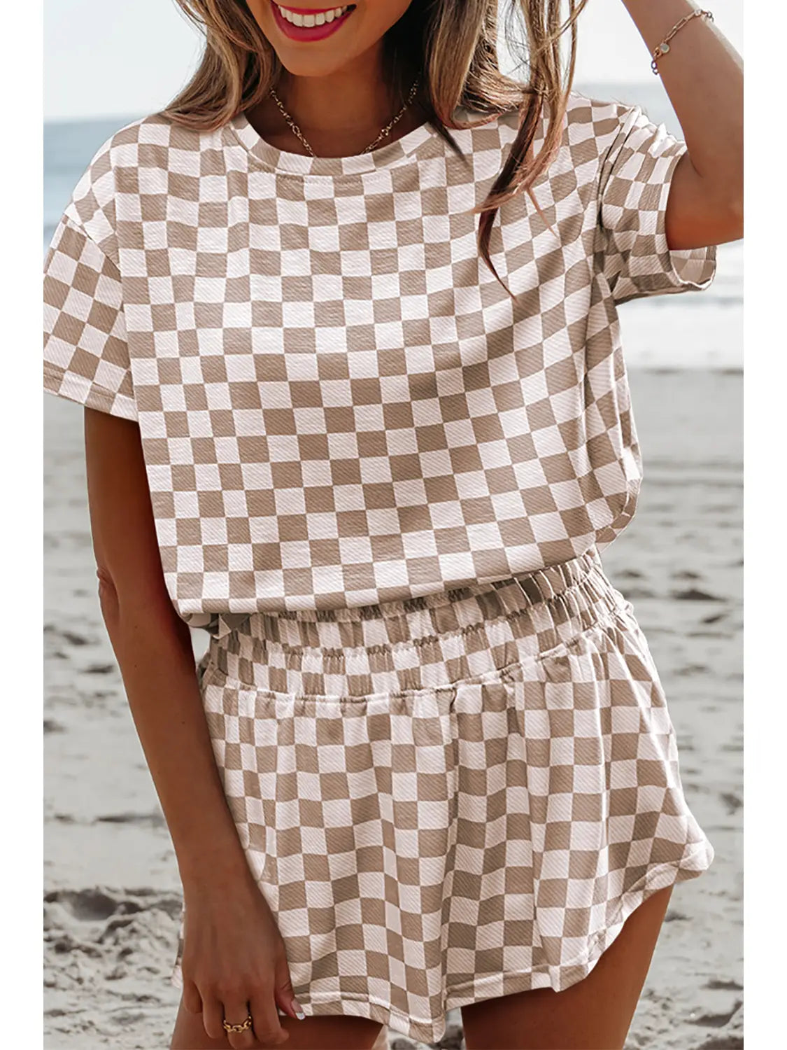 Checkerboard Top & High Waist Skorts