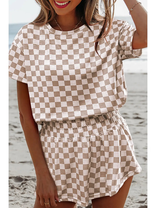 Checkerboard Top & High Waist Skorts