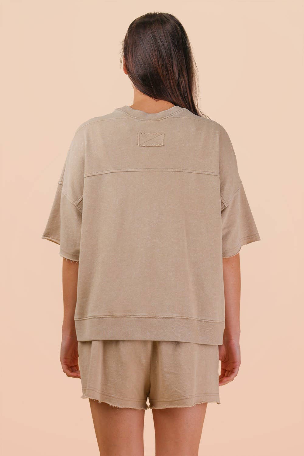 PLUS Mineral Washed Knit Casual Top & Shorts