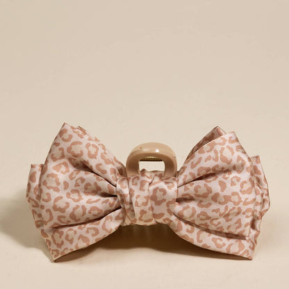 Satin Bow Claw Clip–Cheetah
