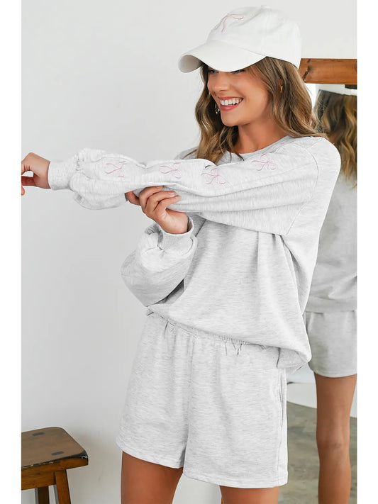 Bow Sleeve Sweatshirt/Short Set