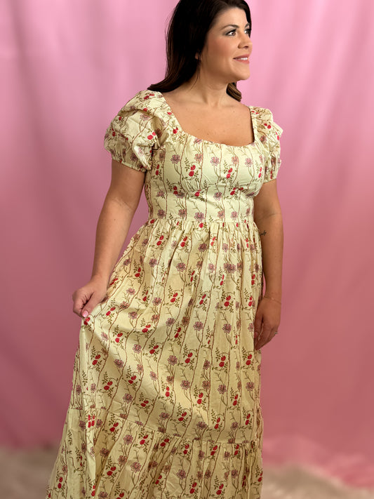 COTTON FLORAL MAXI DRESS