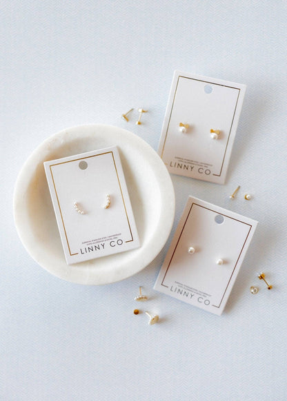 Screwback Stud Earrings - Payton Pearl White 5mm