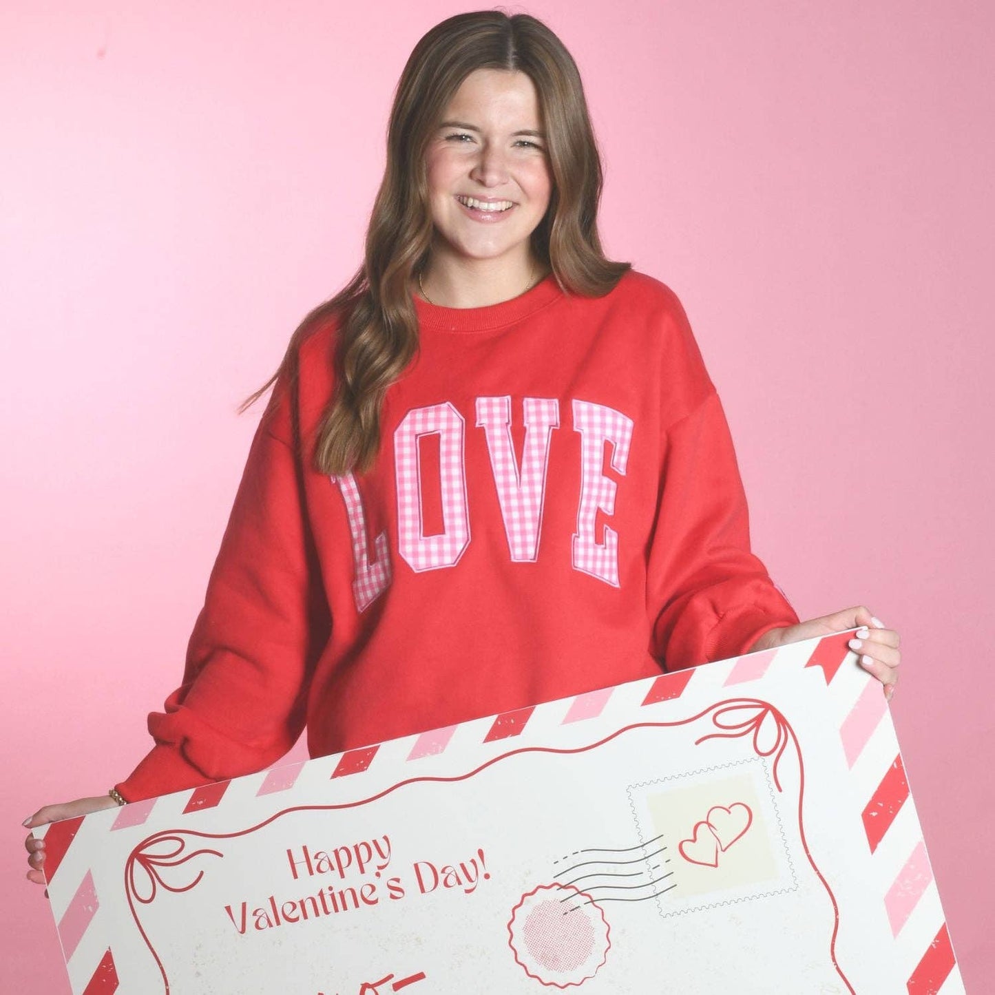 LM-SW-1006 LOVE RED W/PINK GINGHAM