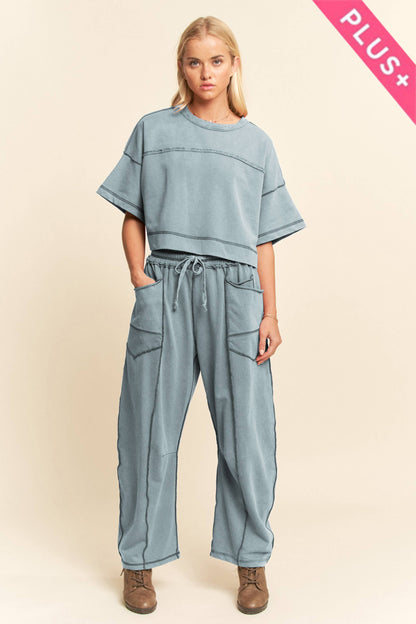 MINERAL WASHED EXPOSED BARREL PANTS SET